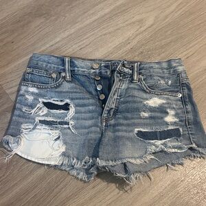 American Eagle Outfitters Blue Distressed Jean Shorts
